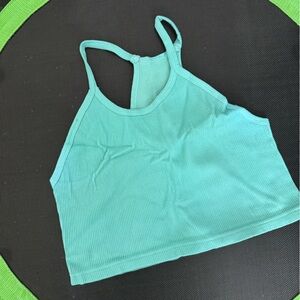 Free People Happiness Runs Cropped Tank Sports Bra Turquoise M/L